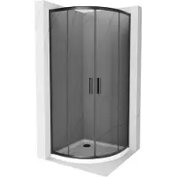 Mexen Rio cabina doccia semicircolare 90 x 90 cm, grafite, nero + piatto doccia Flat, bianco - 863-090-090-70-40-4110B