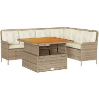 vidaXL Set di divani da giardino a 2 pezzi con cuscini Beige poly rattan