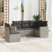 Prolenta Maison Exclusive - Set Divano da Giardino 5pz con Cuscini Grigio Chiaro Polyrattan