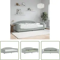The Living Store Letto da giorno con materasso grigio chiaro 100x200 cm in velluto