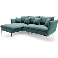 Furnlux Classic FURNLUX Divano angolare verde e nero lucido 258 cm / Colore principale: Verde / Dimensioni: 258 x 91 x 167 cm