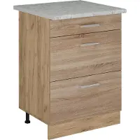 Vicco Mobiletto base per cucina R-Line Sonoma 60 cm con cassetti, marmo AP, Model 53743