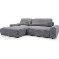 Furnlux Classic FURNLUX Divano angolare in velluto a coste grigio e nero 264 cm / Colore principale: Grigio / Dimensioni: 264 x 85 x 162 cm