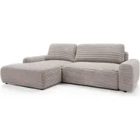Furnlux Classic FURNLUX Divano angolare in velluto a coste beige e nero 264 cm / Colore principale: Beige / Dimensioni: 264 x 85 x 162 cm