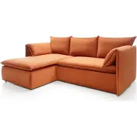 Furnlux Classic FURNLUX Divano angolare Oro Arancione e Nero 230cm / Colore principale: Arancione / Dimensioni: 230 x 91 x 166 cm