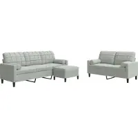 Syfax Set di Divani 3 pz con Cuscini e Rinforzi Grigio Chiaro Velluto