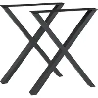 En.casa Set di 2 telai da tavolo 'Greith' per tavolo da pranzo scrivania a X in acciaio 72 x 59 cm nero