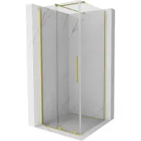 Mexen Velar cabina doccia scorrevole 110 x 110 cm, trasparente, oro spazzolato - 871-110-110-01-55