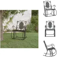 vidaXL Sedia a dondolo 84 cm in acciaio nero - Panchine da giardino