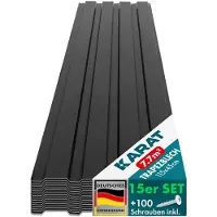 Floordirekt 15 pezzi lamiera trapezoidale 115x45 cm lamiera profilata SET incl. 100 viti 7,7 m² grigio scuro