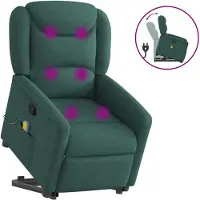 Syfax Poltrona Alzapersona Massaggiante Verde Scuro in Tessuto