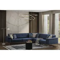 Xl Moebel Gmbh Divano angolare tessuto blu velluto, set divano angolare, divani, soggiorno