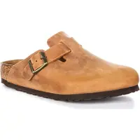 Birkenstock Boston Oiled Leather Sandali (38 - Regular, marrone)