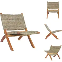 vidaXL Sedia relax in rattan Kubu naturale e legno massiccio di mogano - Poltrona