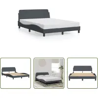 The Living Store Struttura letto con testata grigio scuro 140x190 cm in velluto