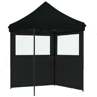 Syfax Tendone per Feste Pieghevole Pop-Up con 2 Pareti Nero