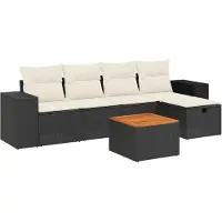 Syfax Set Divano da Giardino 6 pz con Cuscini Nero in Polyrattan
