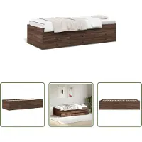 The Living Store Cassettiera per letto da giorno effetto rovere marrone 75x190 cm Materiale a base di legno