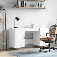 Prolenta Maison Exclusive - Scrivania bianco lucido 140x50x75 cm Materiale ligneo
