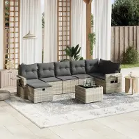 Prolenta Maison Exclusive - Set Divano da Giardino 8pz con Cuscini Grigio Chiaro Polyrattan