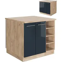 Vicco Isola da cucina Fame-Line Blu scuro lucido 90 cm senza piano di lavoro, Model 49789