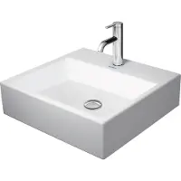 Duravit Vero Air top basin 50x47cm, sans trop-plein, avec banc de robinetterie, 1 trou de robinet, sablé, paroi arrière vitrée, 2352500041, 2352500041