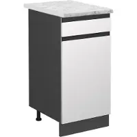 Vicco Mobiletto base per cucina R-Line Bianco 40 cm J-Shape PL Marmo, Model 45788