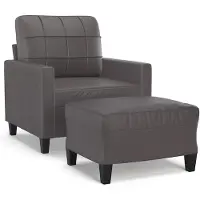 Syfax Poltrona con Poggiapiedi Grigio 60 cm in Pelle finta