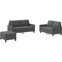 Syfax Set di Divani 3 pz con Cuscini Grigio Scuro in Tessuto