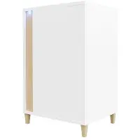 Mirjan 24 Cassettiera con illuminazione a LED BANTRY 2 – bianco / bianco lucido / impiallacciatura naturale, angolo sinistro