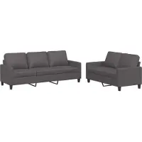 Syfax Set di Divani 2 pz con Cuscini Grigio in Pelle finta