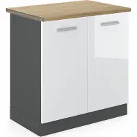 Vicco Mobile lavello cucina R-Line Bianco lucido 80 cm , PL Rovere, Model 45901