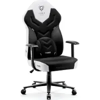 Diablo X-Gamer 2.0 Gaming Chair Sedia da ufficio Rivestimento in tessuto Design ergonomico Cuscino lombare Nero e Bianco