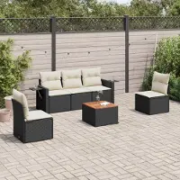 Prolenta Maison Exclusive - Set Divano da Giardino 6 pz con Cuscini Nero in Polyrattan