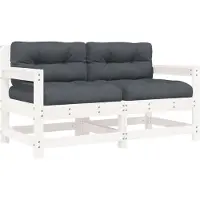 vidaXL Sedie da giardino con cuscino 2 pz. Legno di pino massiccio bianco