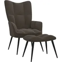 Syfax Poltrona Relax con Poggiapiedi Grigio Scuro in Velluto