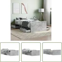 The Living Store Struttura letto con testiera e pediera in cemento grigio 90x190 cm