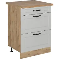 Vicco Mobiletto base per cucina R-Line Bianco rustico 60 cm con cassetti, PL Rovere, Model 54212