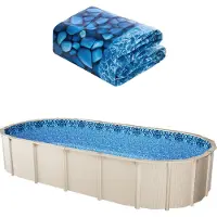 Vevor Liner per piscina ovale , 914x457x120 cm, rivestimento interno di spessore standard, resistente all'usura, a tenuta d'acqua, adatto a piscine con un'altezza della parete di 132 cm