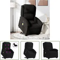 The Living Store Sedia massaggiante con supporto in piedi elettrica in velluto nero