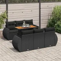 Prolenta Maison Exclusive - Set Divani da Giardino con Cuscini 7pz Nero Polyrattan
