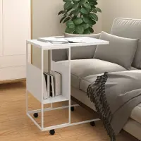 Prolenta Maison Exclusive - Tavolino con rotelle Bianco 55x36x63,5 cm Materiale ligneo