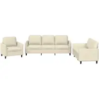 vidaXL Set divano 3 pezzi con cuscini in Pelle finta crema