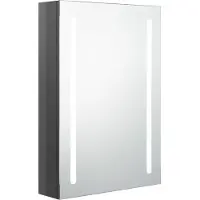 Syfax Armadietto Bagno con Specchio e LED Grigio Lucido 50x13x70 cm