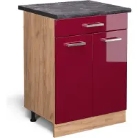 Vicco Mobiletto base per cucina R-Line Rosso lucido 60 cm con cassetto, PL Antracite, Model 45761