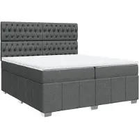 Syfax Giroletto a Molle con Materasso Grigio Scuro 200x200 cm Tessuto