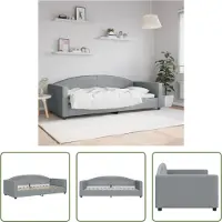 The Living Store Letto da giorno grigio chiaro 90x200 cm tessuto