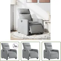 The Living Store Poltrona relax elettrica in tessuto grigio chiaro
