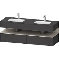 Duravit Collection One lavabo à encastrer avec meuble sous-vasque en console, 1600x550x600mm, niche taupe mat, lavabos doubles, QA4797091490000, QA4797091490000