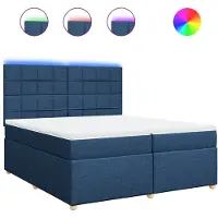 Syfax Giroletto a Molle con Materasso Blu 200x200 cm in Tessuto